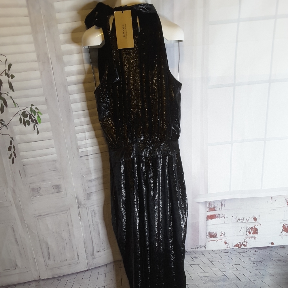 Zara Basic Evening Collection Metallic Velvet Sle… - image 8